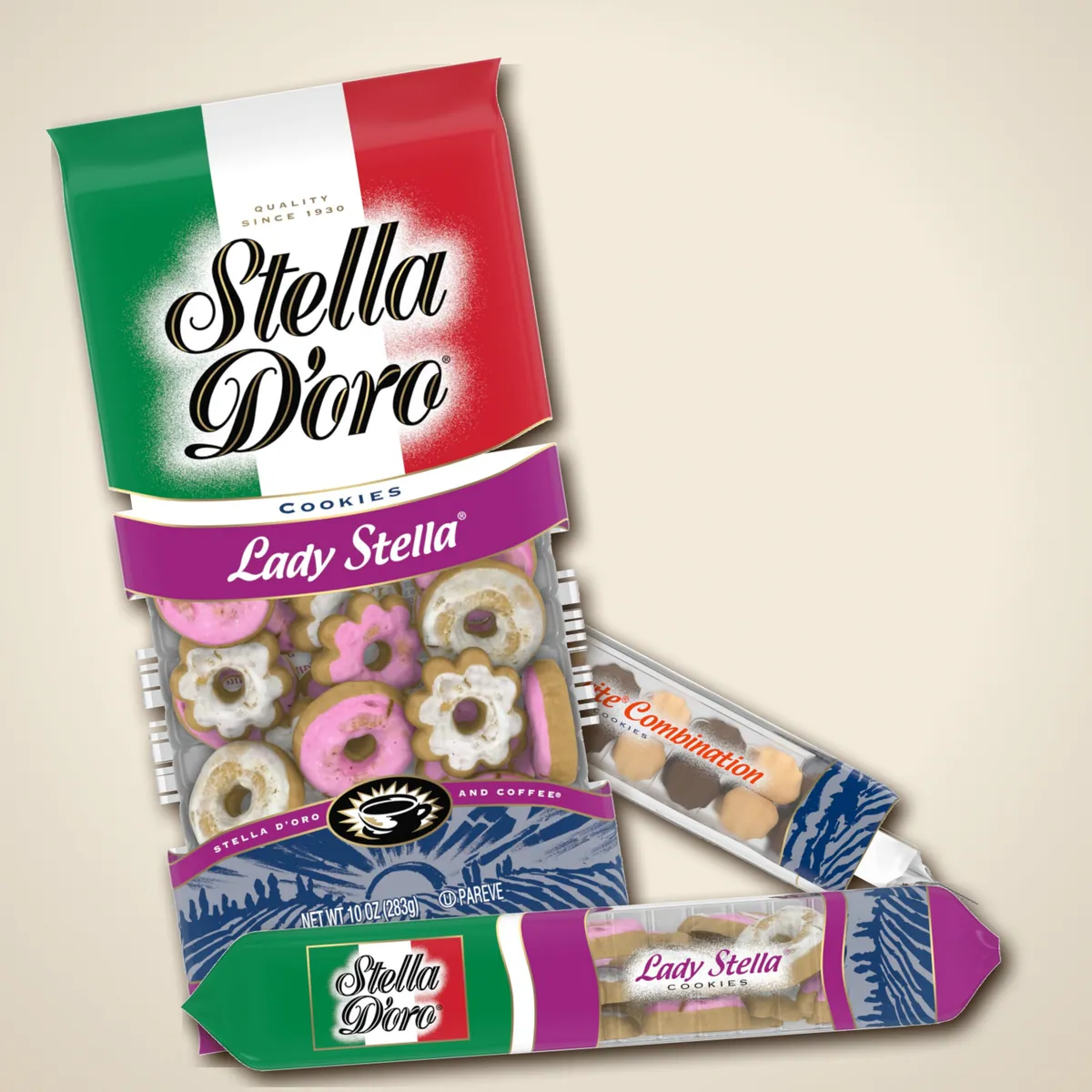Stella D'oro Lady Stella assortment and Margherite cookies laid out for a party tray